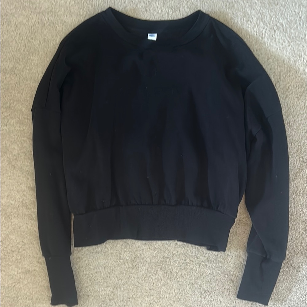 Women's Black Cropped Fleece Sweatshirt